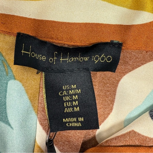 NWT House Of Harlow 1960 X Revolve Satin Blouse M Retro Funky Psychedelic *flaw - Picture 6 of 9